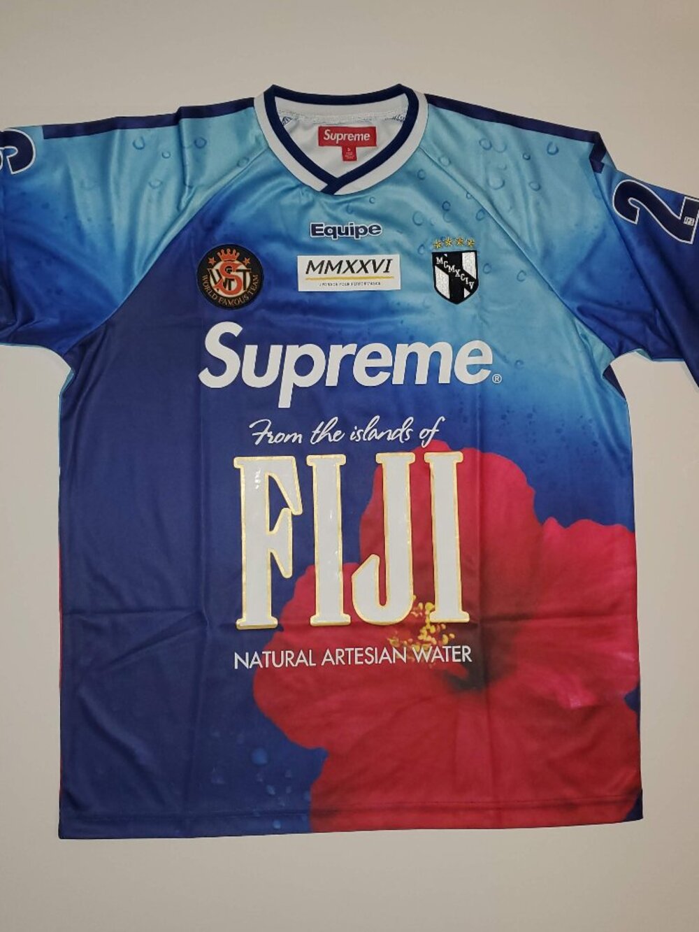 Supreme Men's Blue FIJI Graphic Sport Jersey Size Small